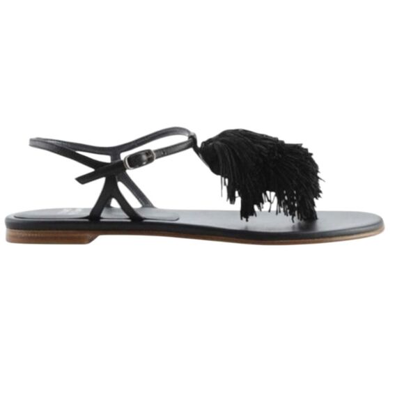 Stuart Weitzman leather tassel ankle strap sandal